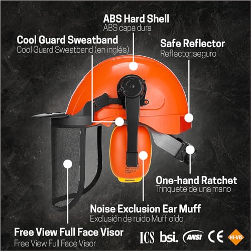 Chainsaw Helmet with Face and Hearing Protection J789