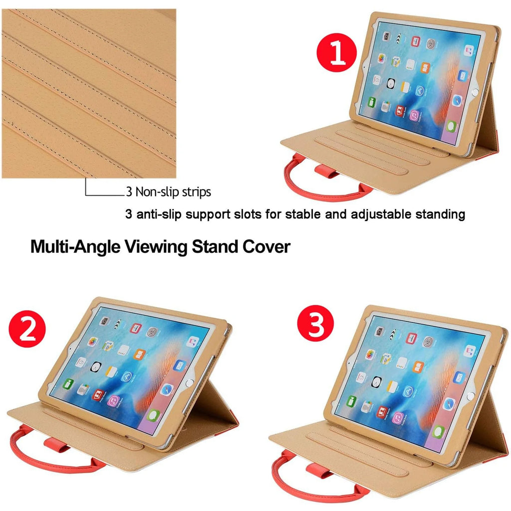 Red Slim Leather iPad 10.9 inch Case with Hand Strap Pocket P186