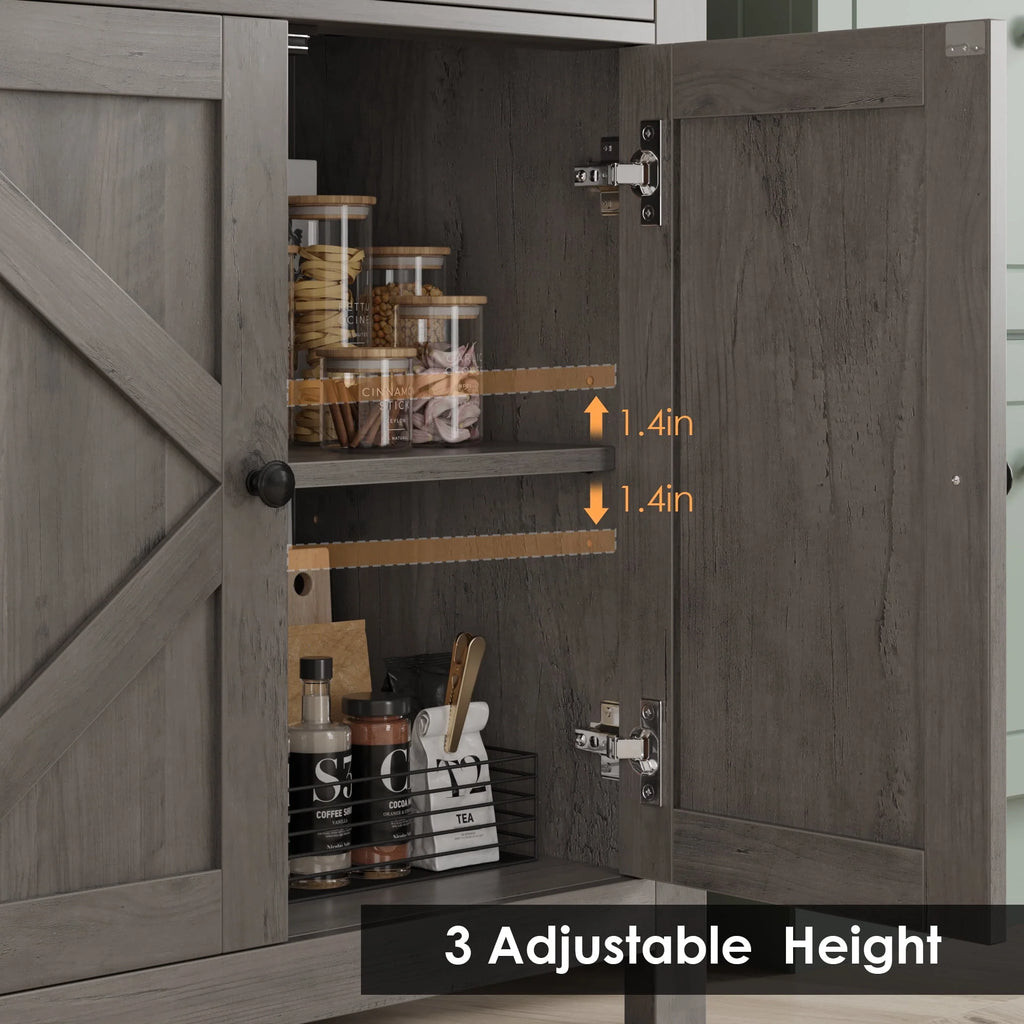 Brown 4-Door 2-Drawer Wood Buffet Cabinet G979