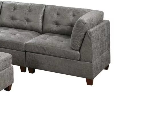 Antique Grey Leatherette 7pcs Sectional Sofa Set Z738
