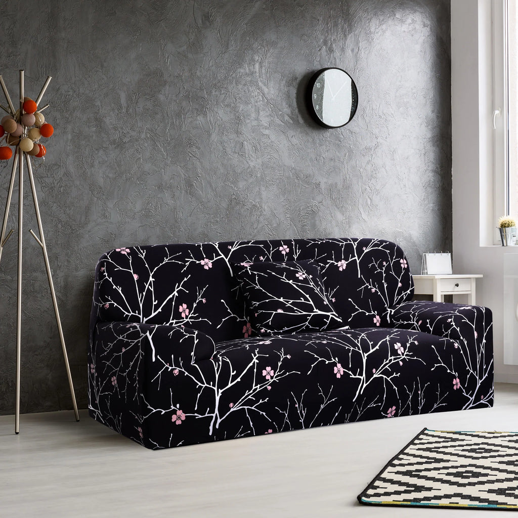 Black White Branches Sofa Slipcover F8116