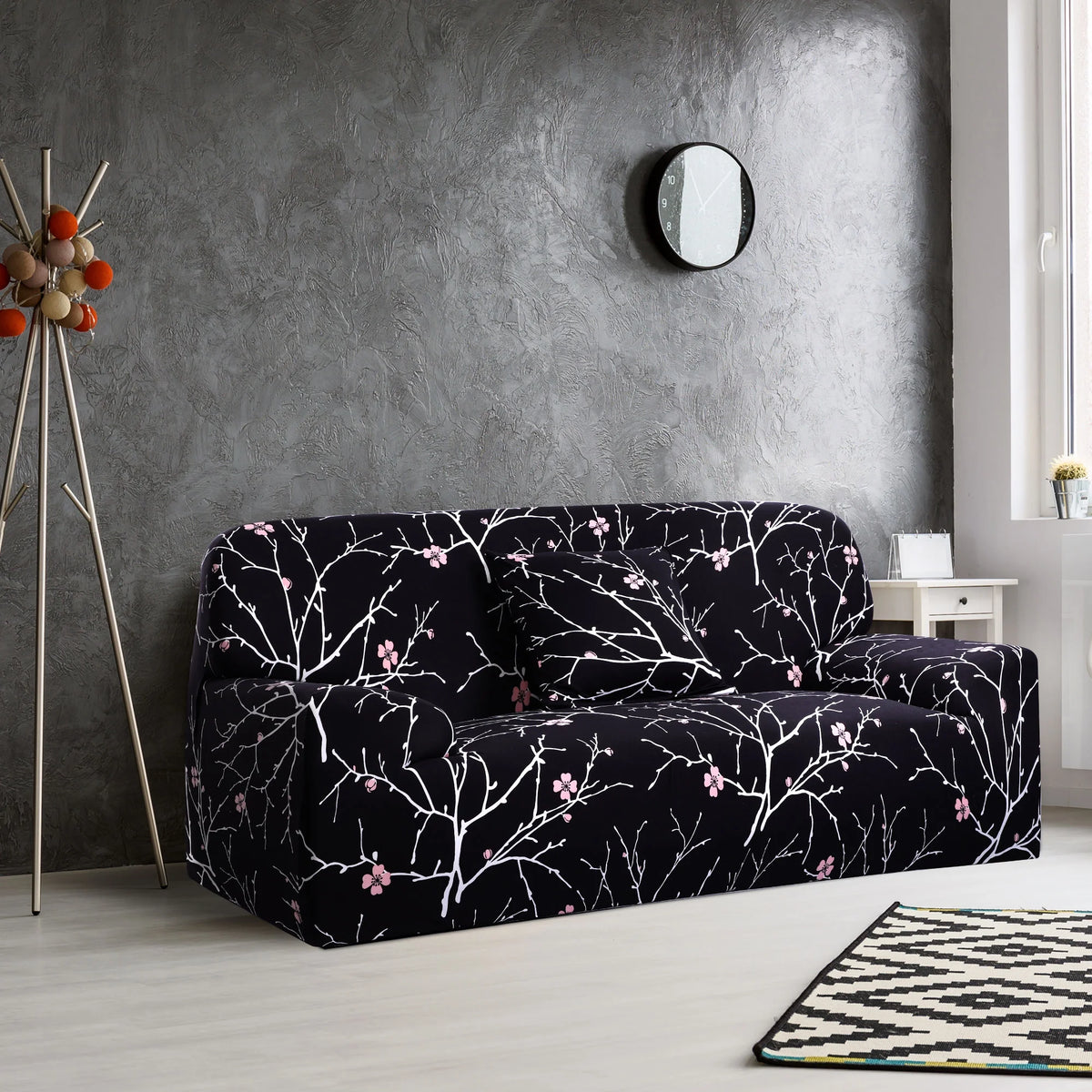 Black White Branches Sofa Slipcover F8116