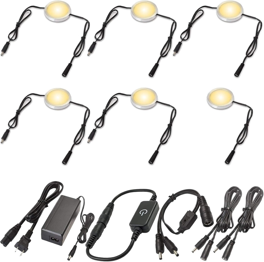 Under Cabinet LED Lighting Kit, Touch Dimmable, 12 Lights, Warm White V582