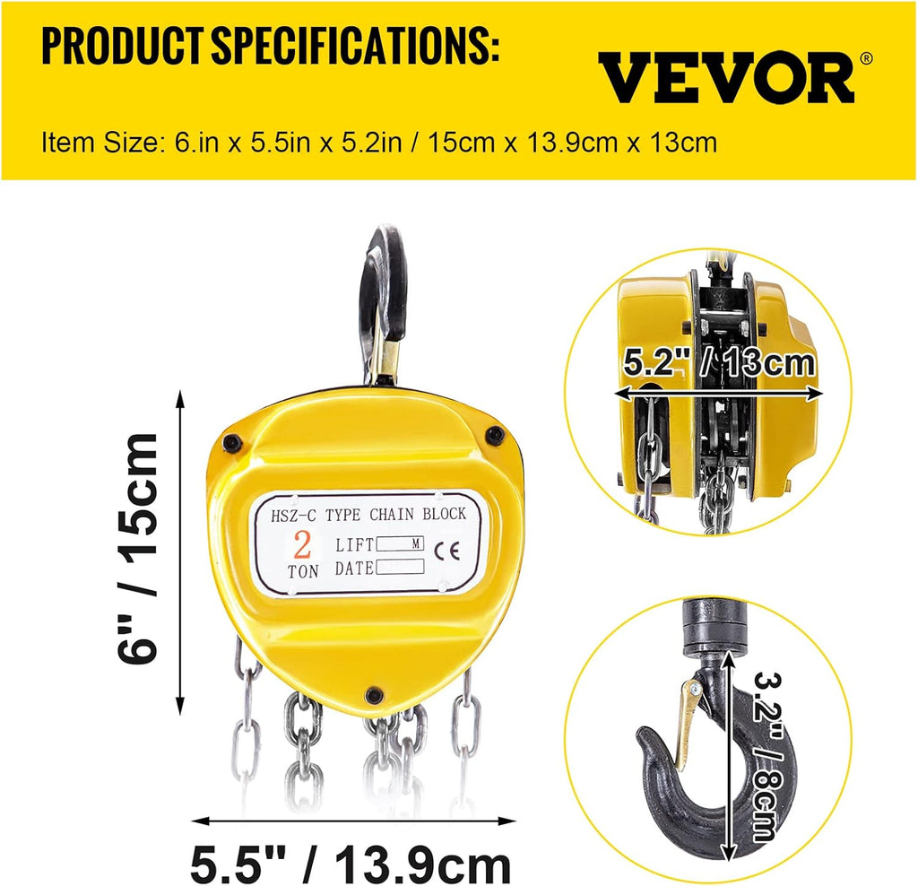 Yellow Pack of 2 Manual Chain Hoist S432704