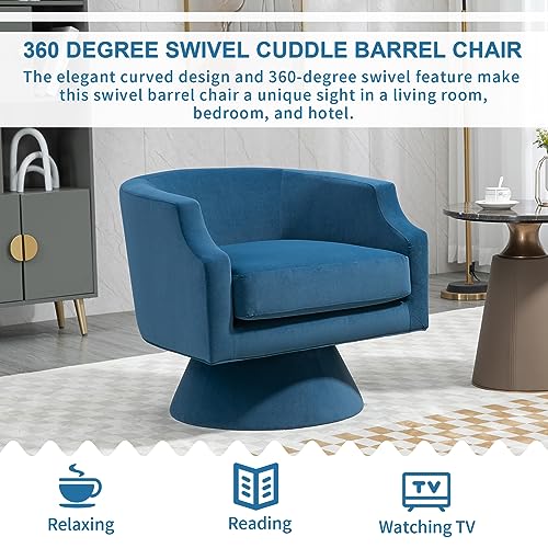 Blue Velvet Swivel Barrel Chair H35781