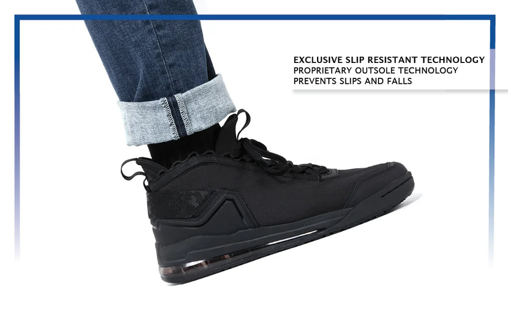 Black Water Resistant Slip Resistant Work Sneakers I344
