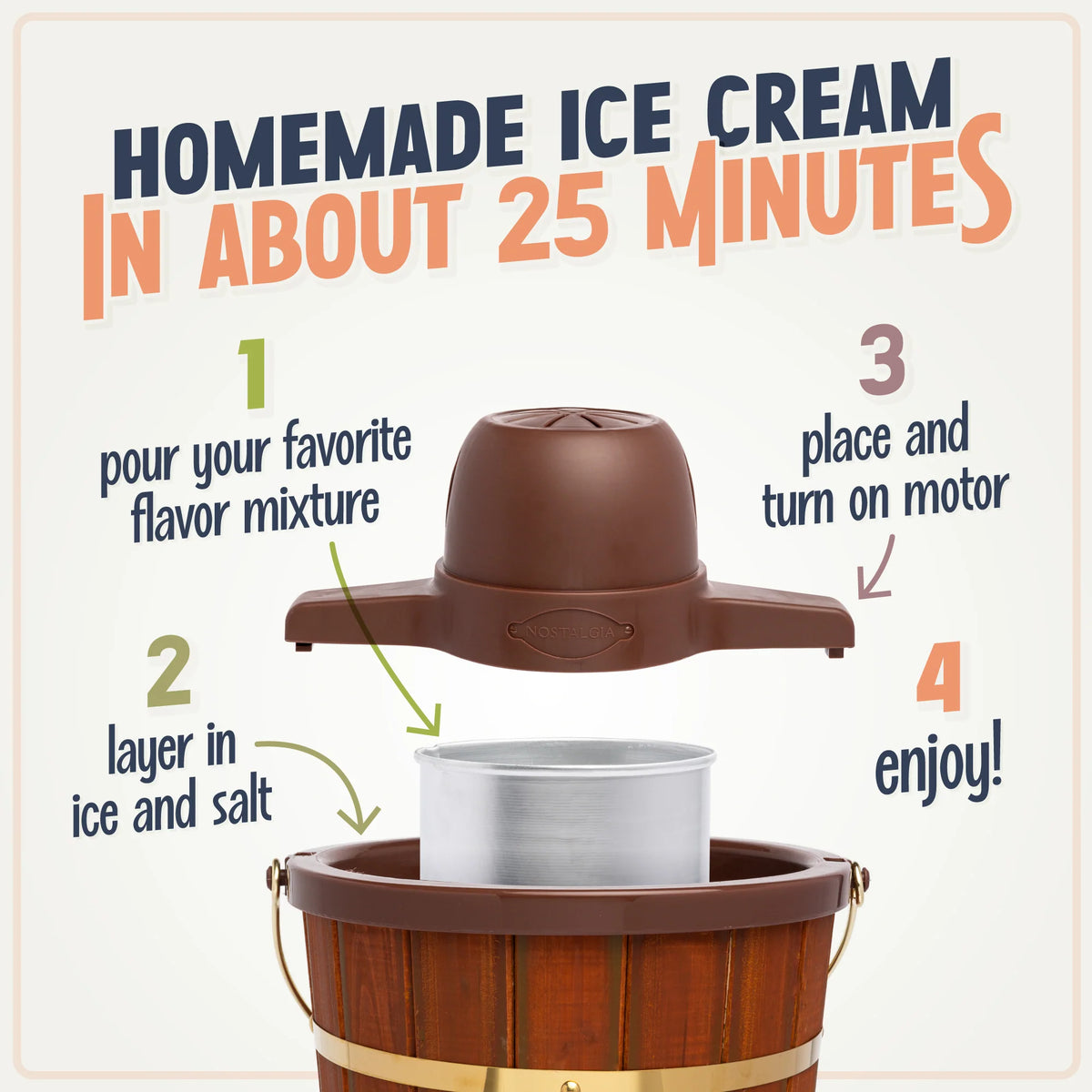 4-Quart Wood Bucket Ice Cream Maker H64958