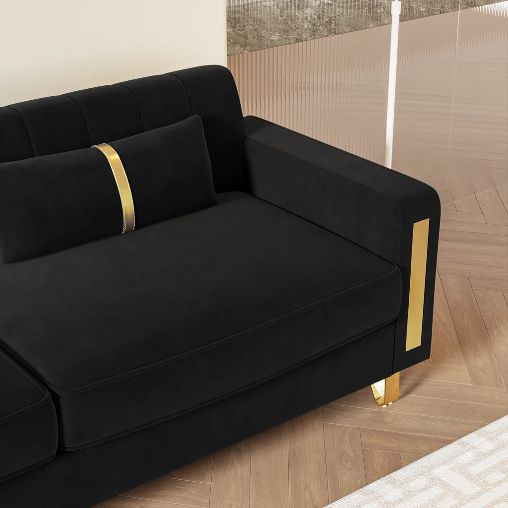 Black Velvet Sofa Couch U117788