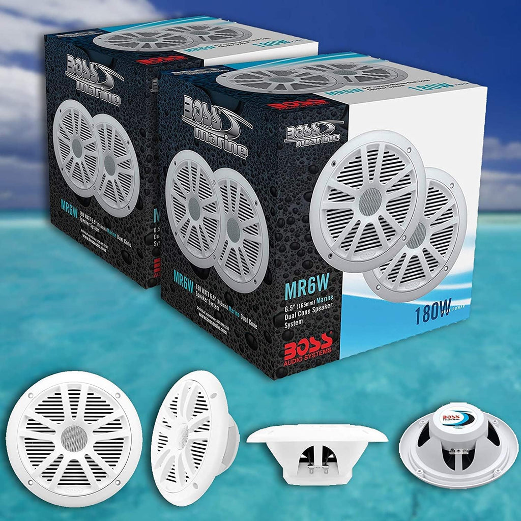 Marine Stereo & Four Speakers Boat Audio Bundle with Bluetooth R1948