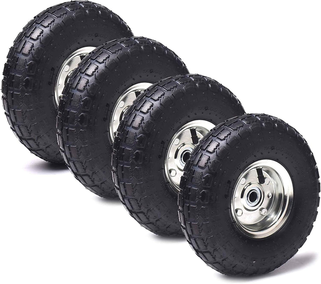 (4 Pack) 4.10/3.50-4 Replacement Tire and Wheel with 10 Inner Tube R982