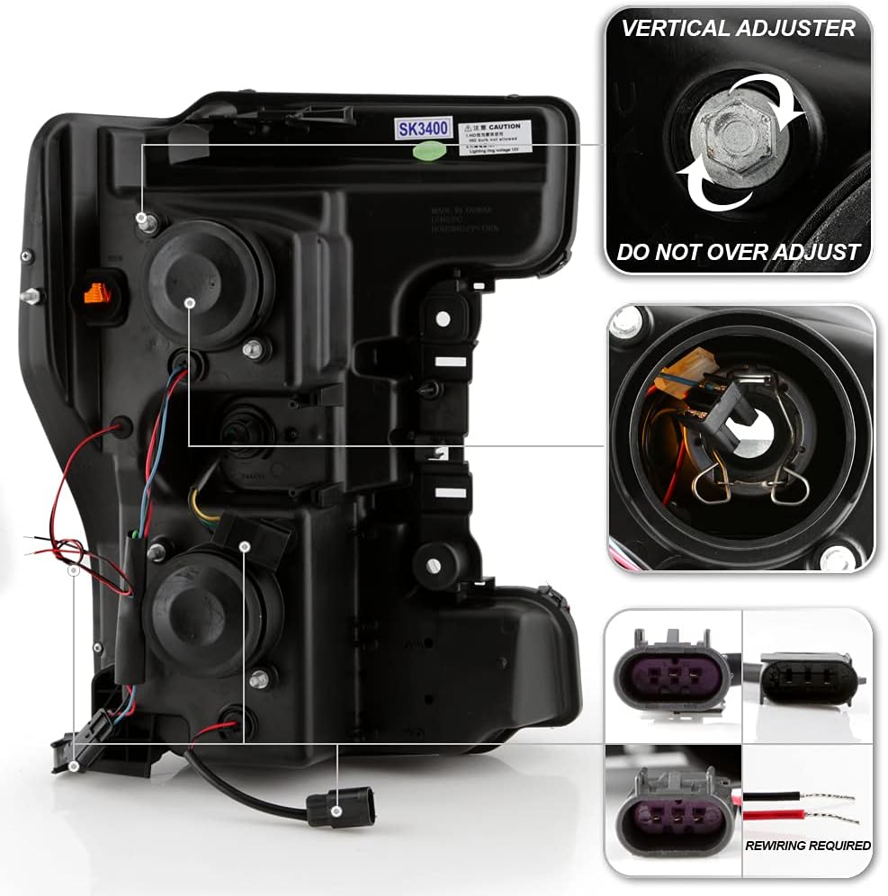 Chrome Dual LED Tube Projector Headlights Set Left+Right F77146