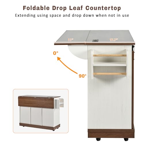 55.5" Black Mobile Kitchen Island with Drop Leaf J83225