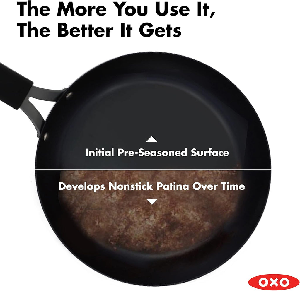 12 Carbon Steel Wok Pan with Silicone Handle Holder K51008
