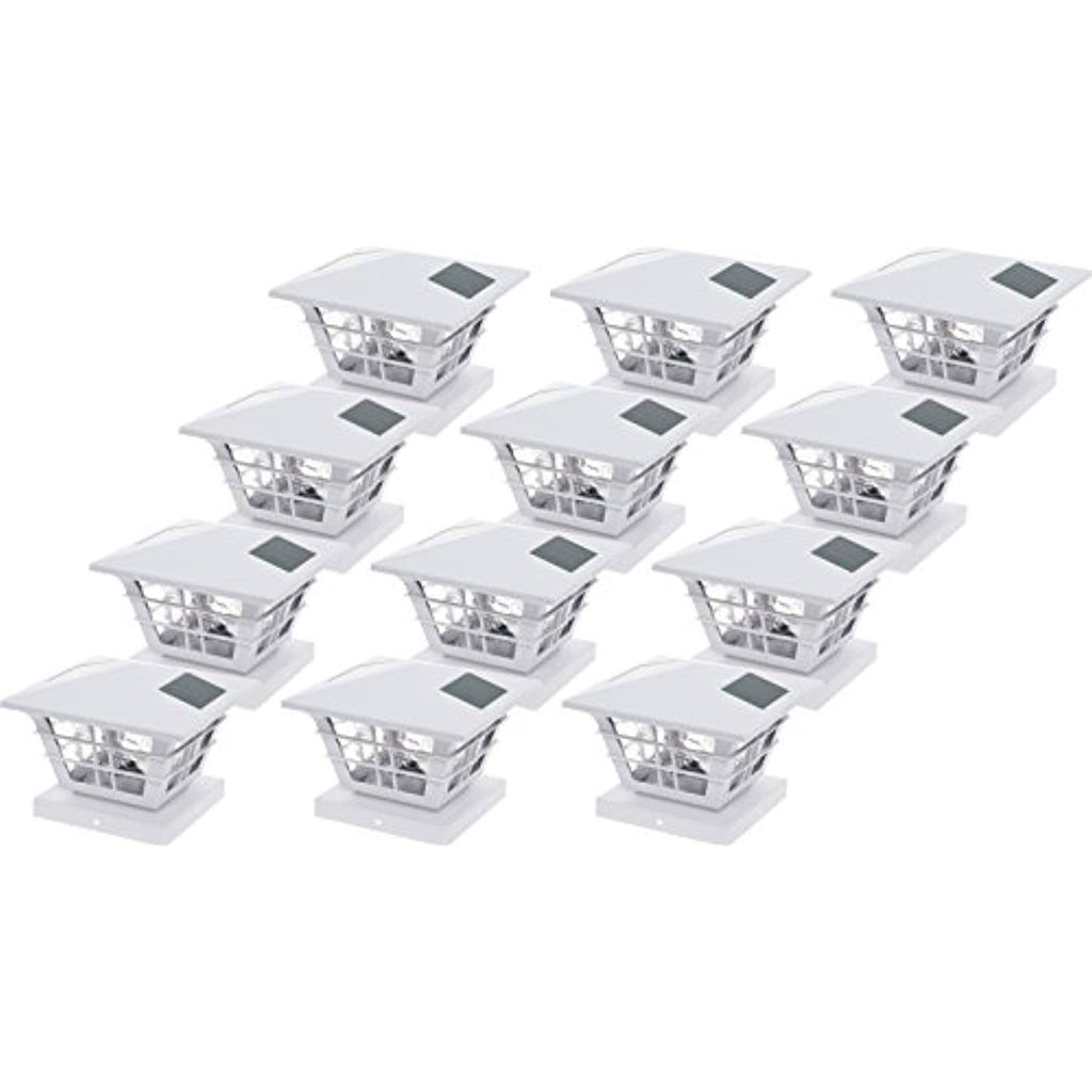 White 12 Pack Solar Post Cap Light with Base Adapter F704