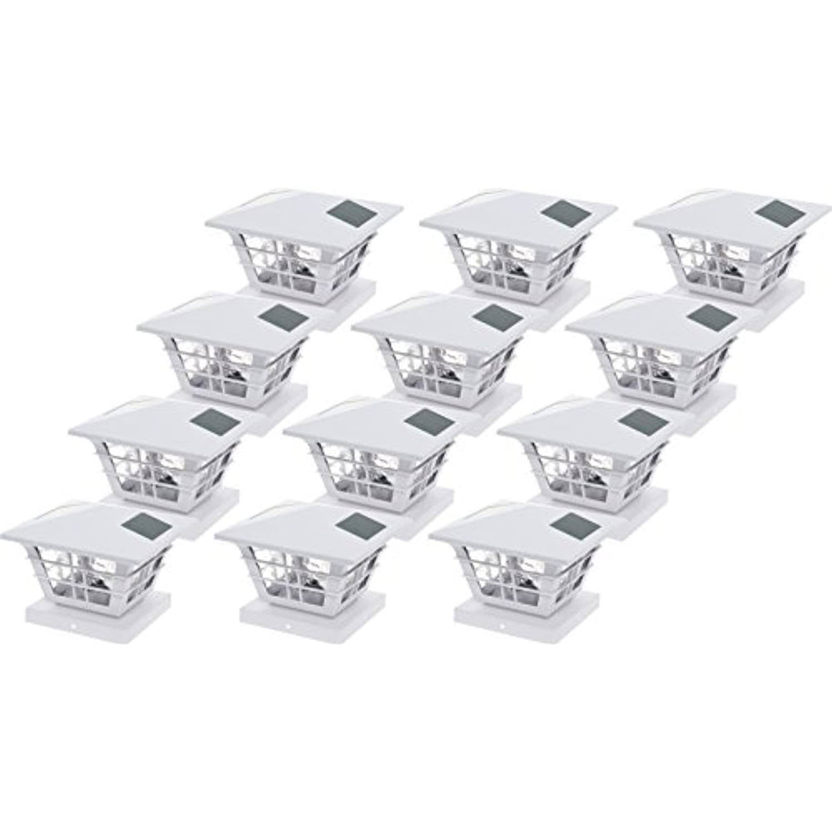 White 12 Pack Solar Post Cap Light with Base Adapter F704