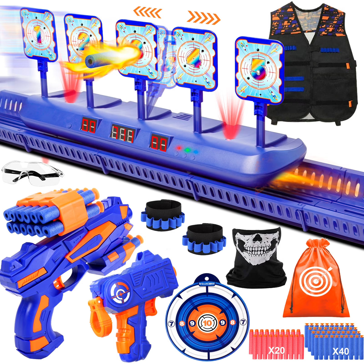 Electronic Auto-Reset Shooting Target Kit with Foam Darts U264