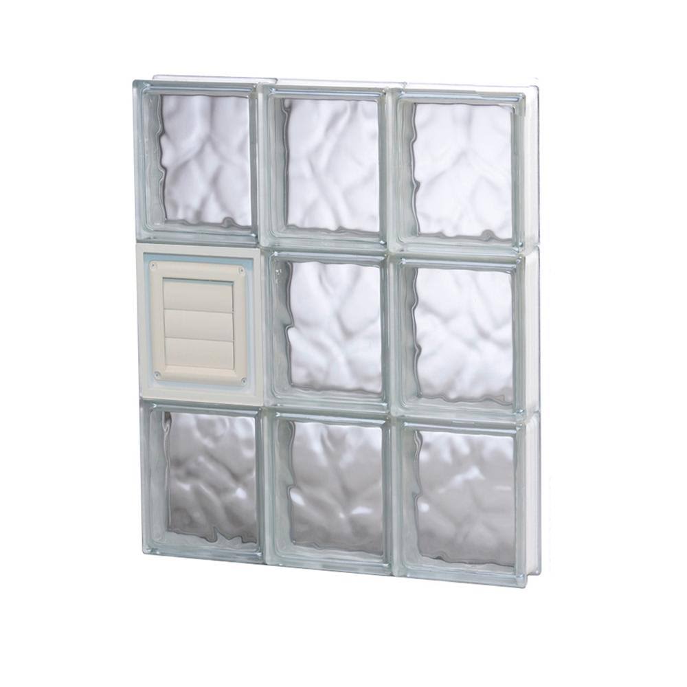 Frameless Wave Pattern Glass Block Window with Dryer Vent J745635