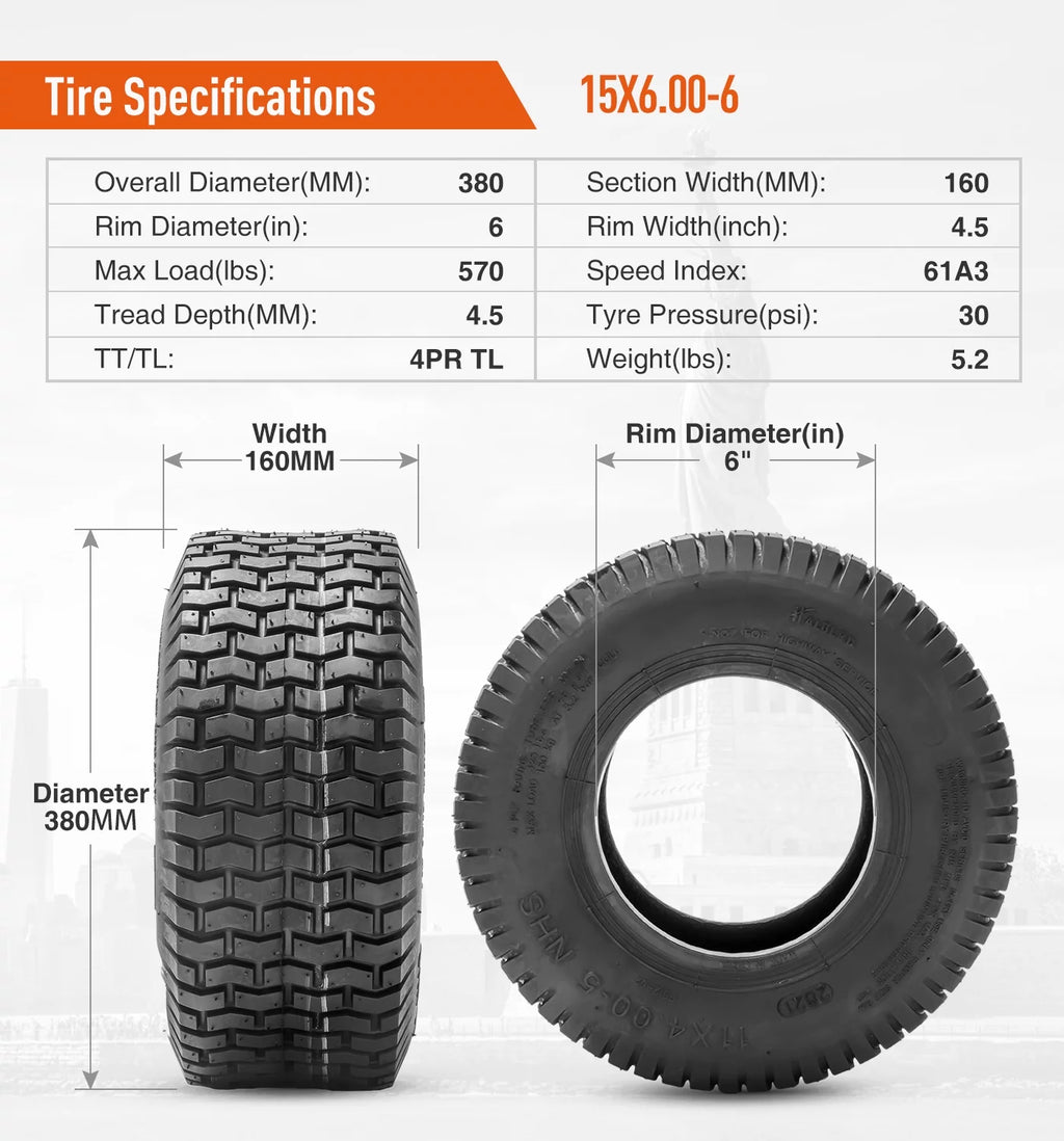 15x6.00-6 Turf Lawn Mower Tire Q96352