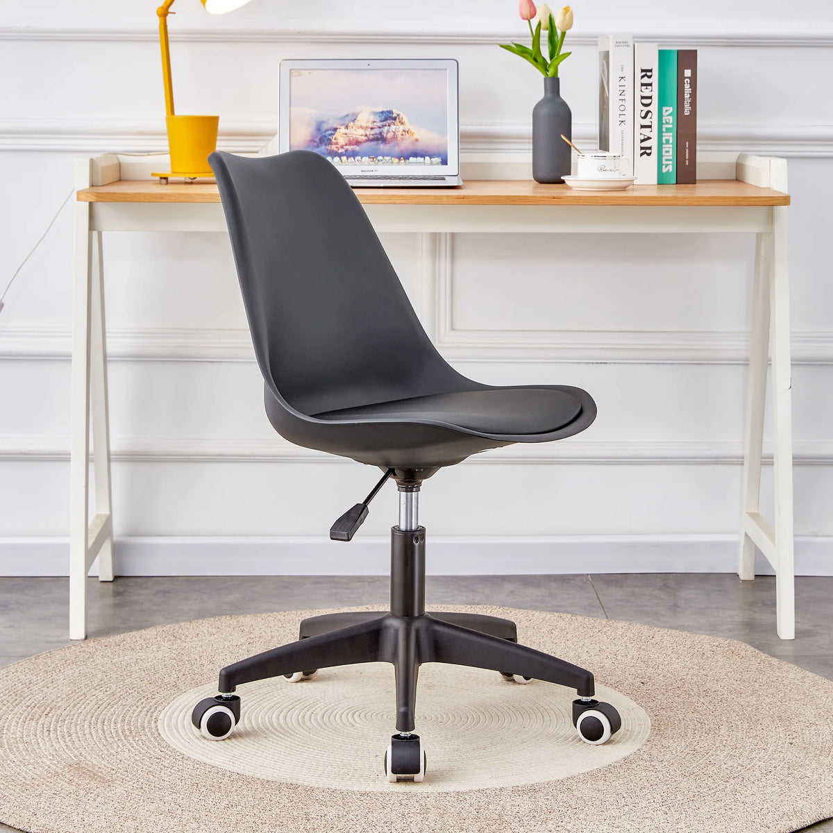 Black Adjustable 360 °Swivel Armless Computer Chair J991