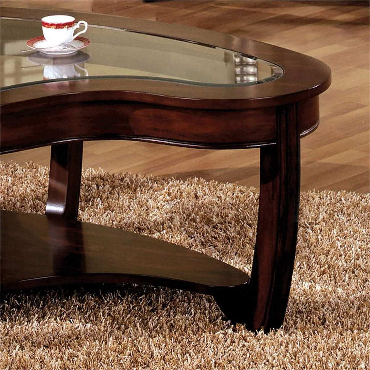 Solid Wood 1-Shelf Coffee Table in Dark Cherry F5363