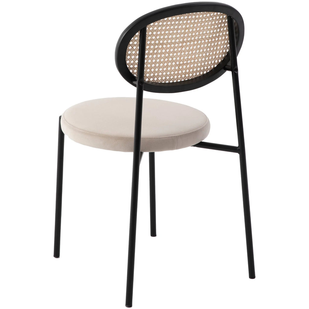 Beige Wicker Dining Chair with Steel Frame A71142