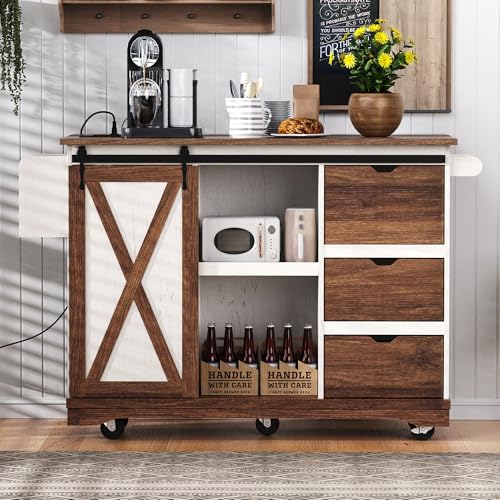 55.5" Black Mobile Kitchen Island with Drop Leaf J83225