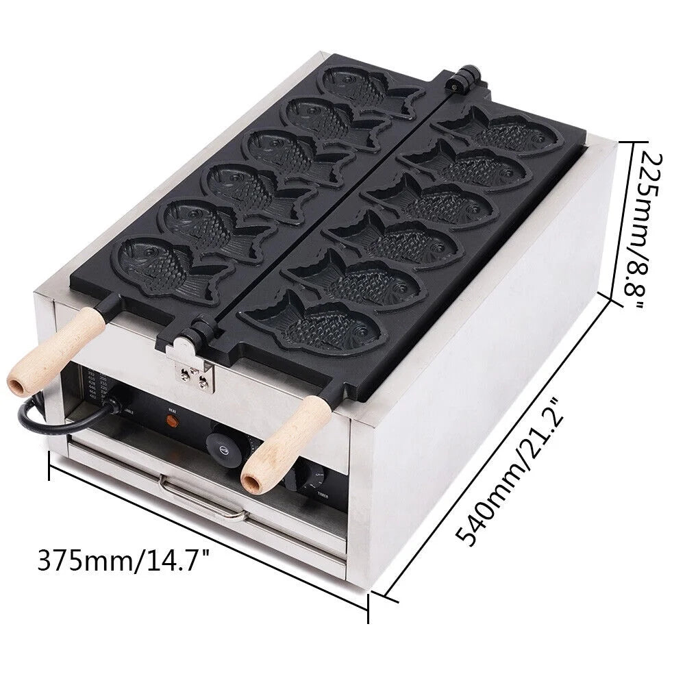 Nonstick Stainless Steel Fish Shape Waffle Iron Baker Machine H499107