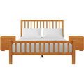 Queen Cherry Wooden Platform Bed with 2 Nightstands C730