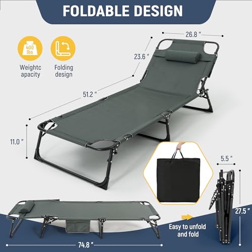 Adjustable 4-Position Folding Camping Cot with Mattress R860949