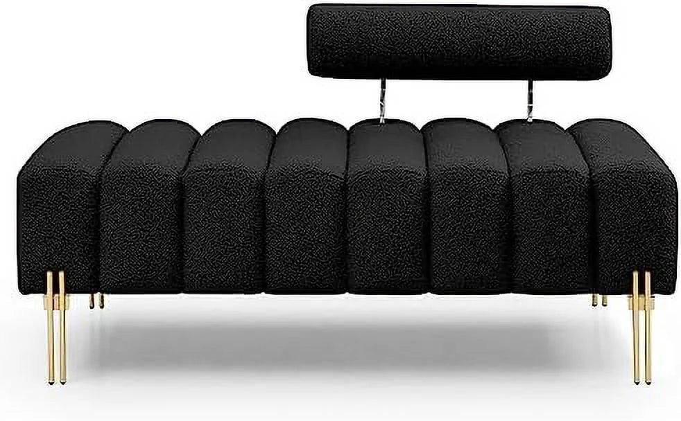 53.2" Modern Loveseat Sofa Couch Upholstered Accent Sofa with Golden Legs and Adjustable Backrest Small Teddy Fleece Couches M771