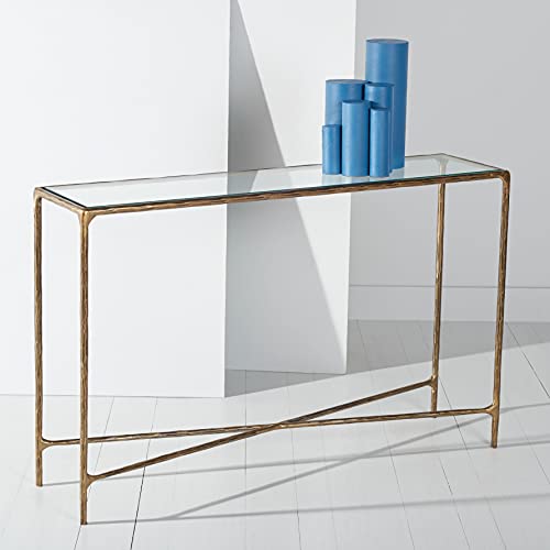 Silver Metal/Tempered Glass Top Rectangle Console Table Y42856
