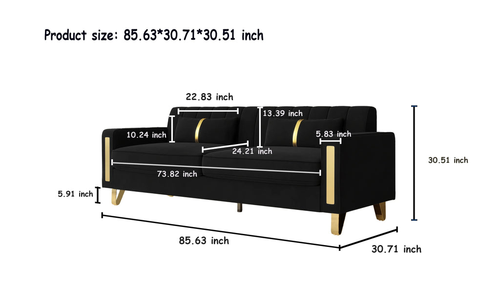 Black Velvet Sofa Couch U117788