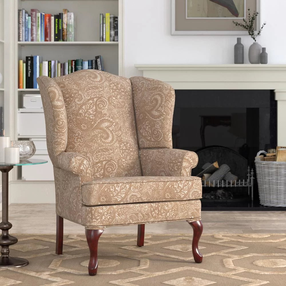Cream Chenille Wingback Accent Chair T366731