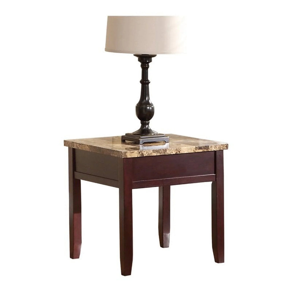 Dark Cherry Faux Marble Top End Table I8852