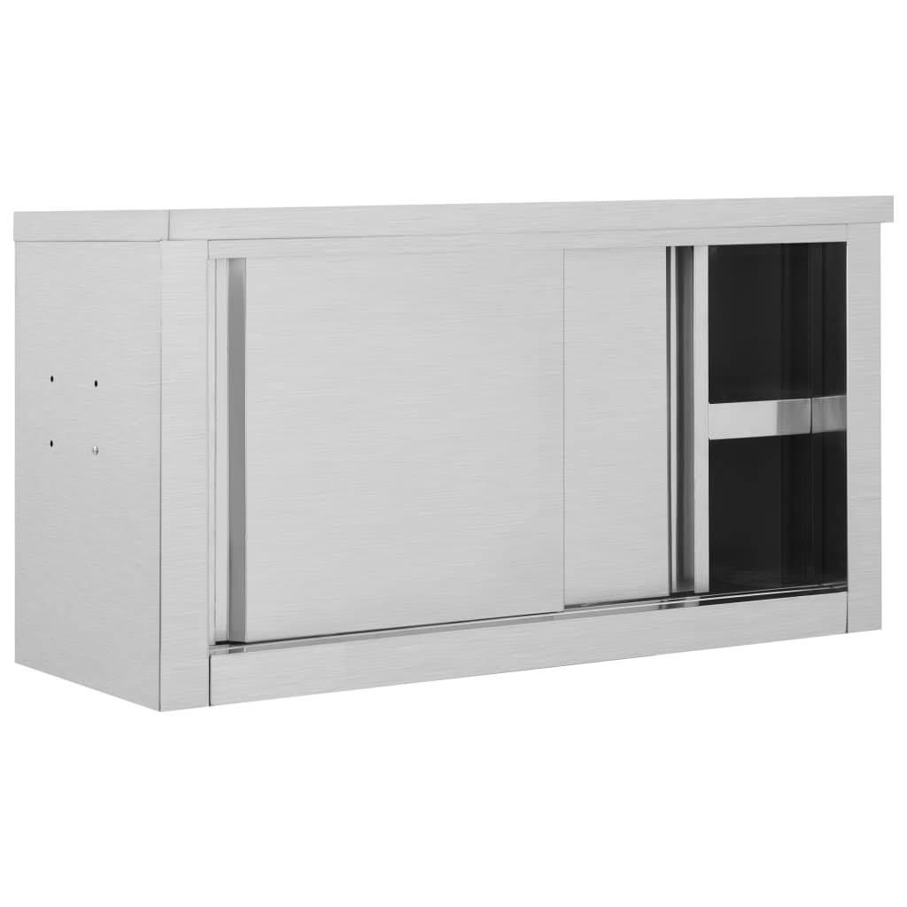Stainless Steel Kitchen Wall Cabinet with Sliding Doors A7696