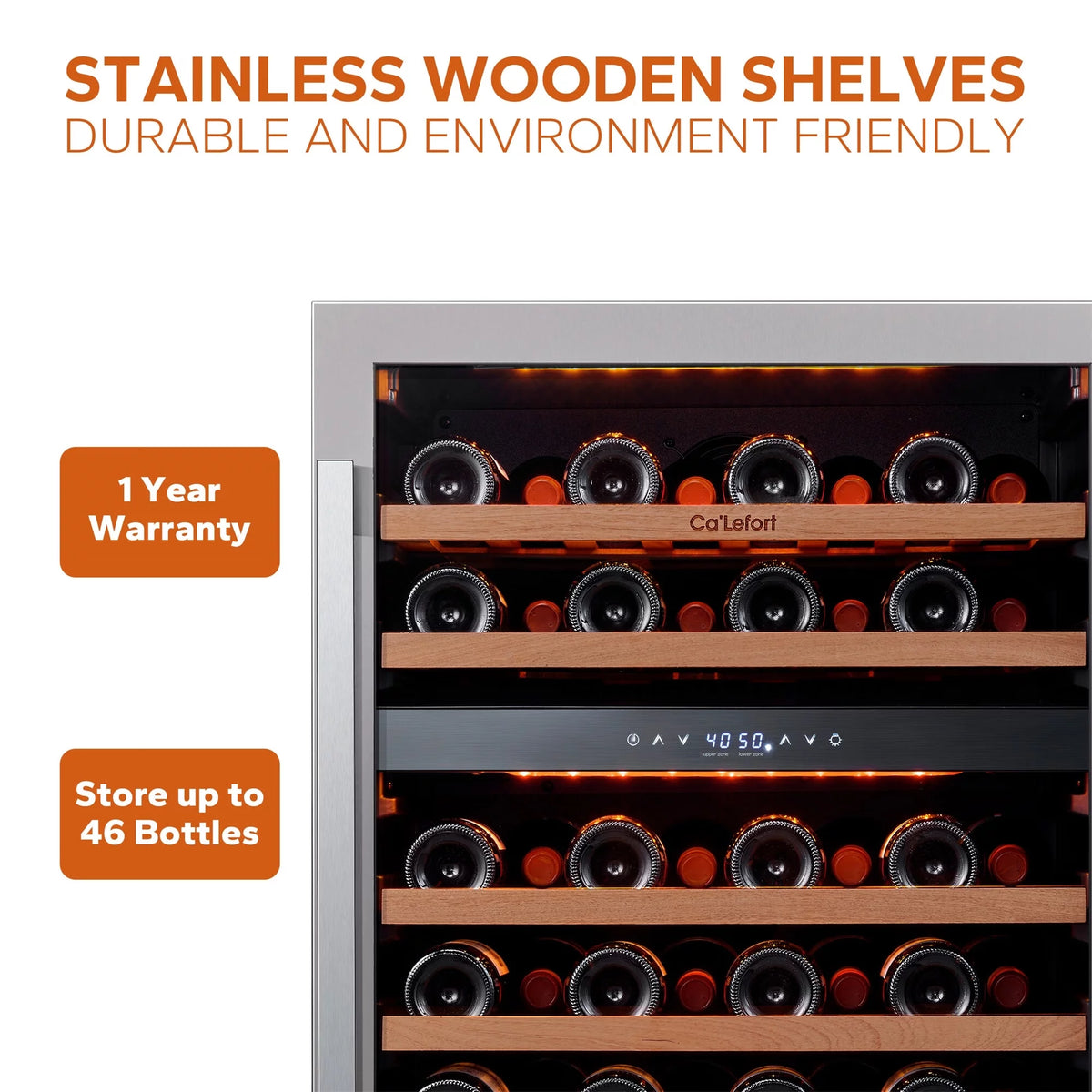 24 inch 46 Bottle Stainless Steel Wine Cooler Refrigerator W802567