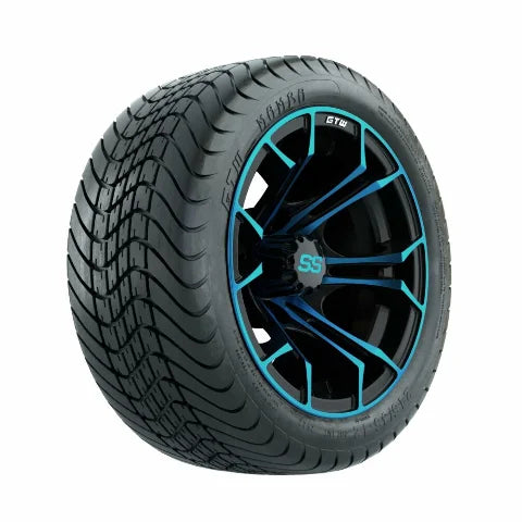 12 inch Blue/Black Wheel with Street Tire Set of 4 V170
