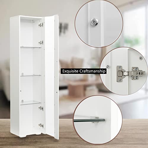 4-Shelves Display Cabinet with Clear Acrylic Door and LED Light B461