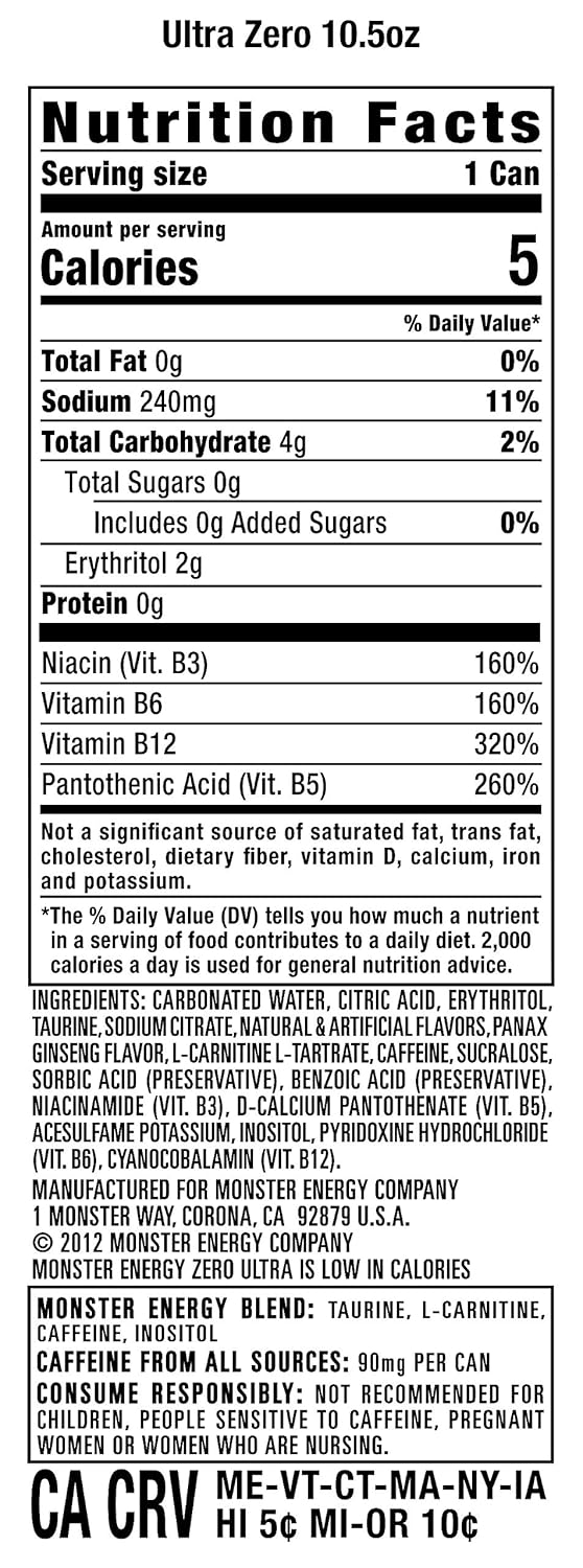 Sugar Free Energy Drink, 10.5 Ounce (Pack of 12) W50756
