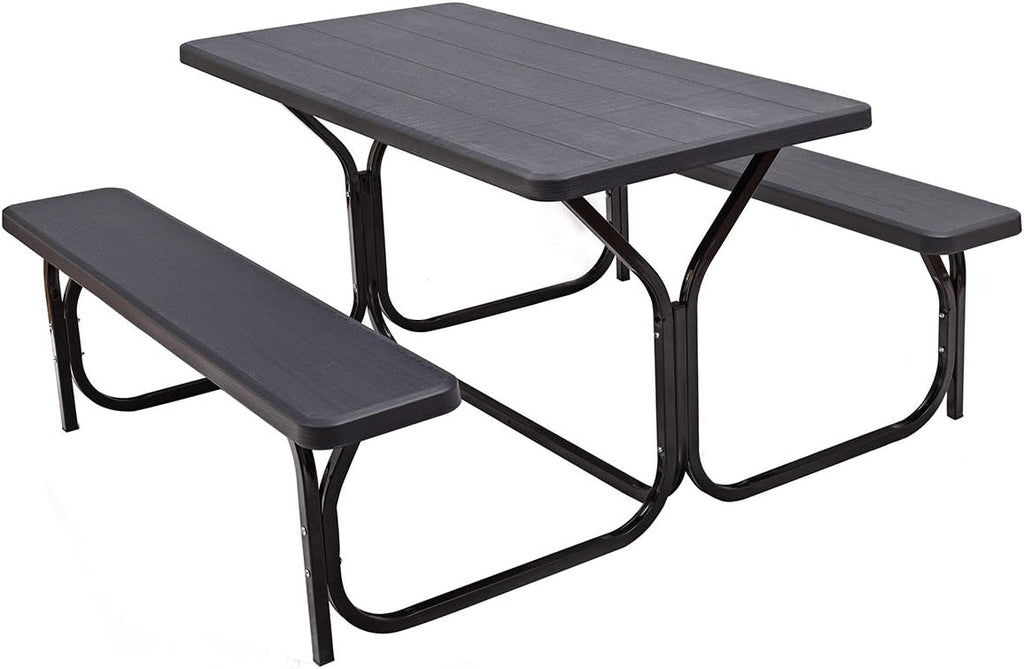 Green Metal Base Picnic Table Bench Set W45680