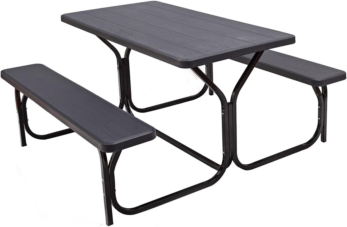 Green Metal Base Picnic Table Bench Set W45680
