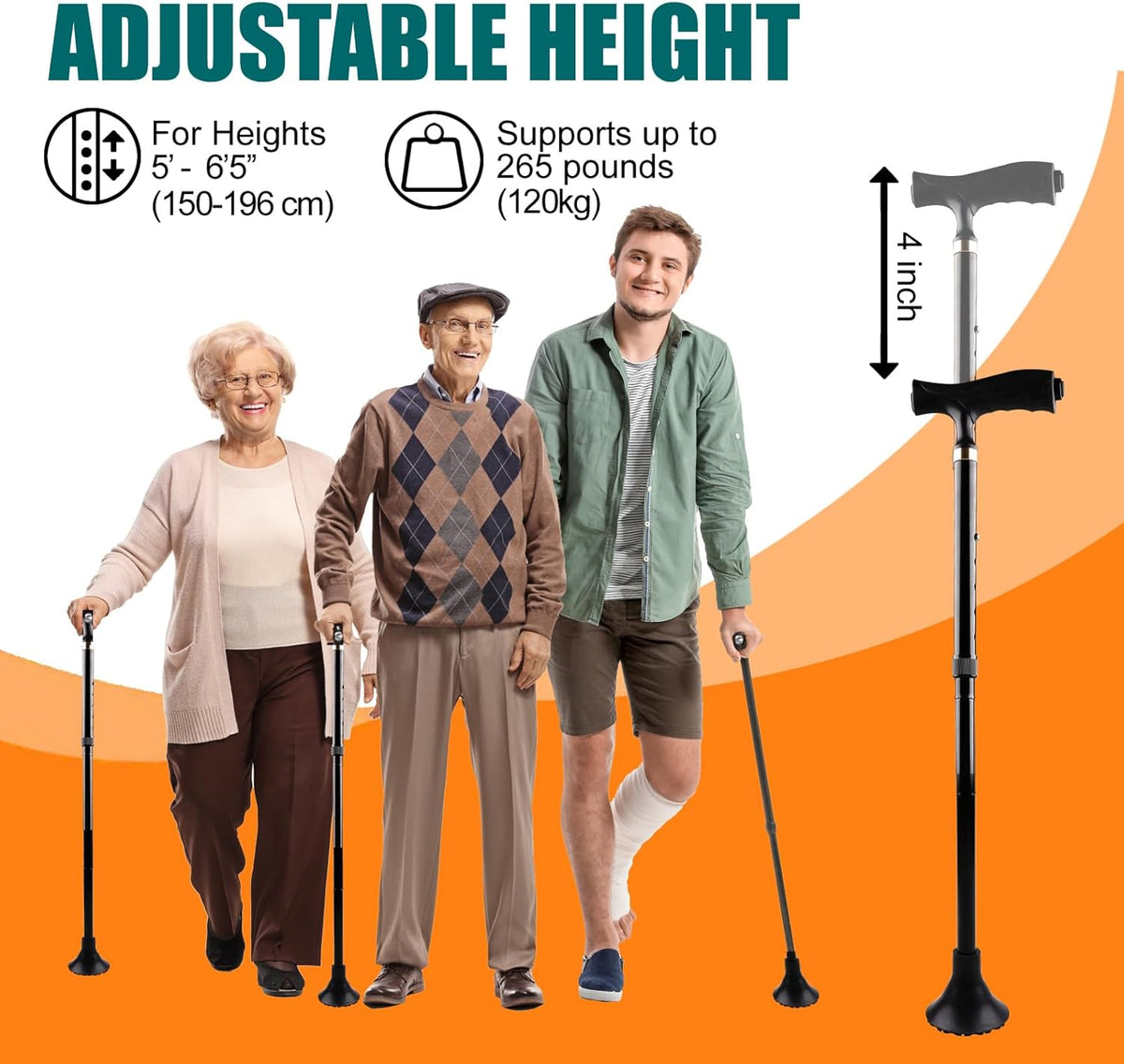 Foldable Lightweight Walking Cane with Light V742413