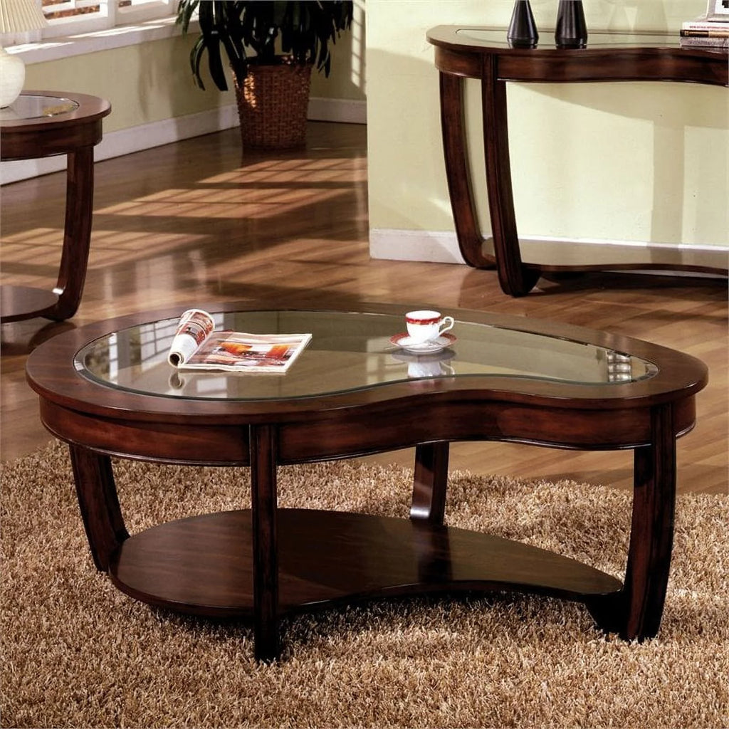Solid Wood 1-Shelf Coffee Table in Dark Cherry F5363