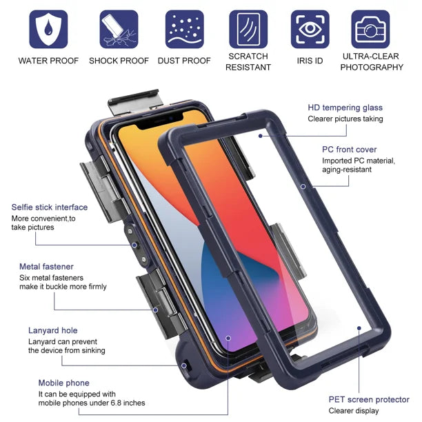 Waterproof Protective Case for Phones Up to 6.9 Inch with Lanyard D36478