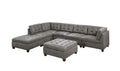 Antique Grey Leatherette 7pcs Sectional Sofa Set Z738