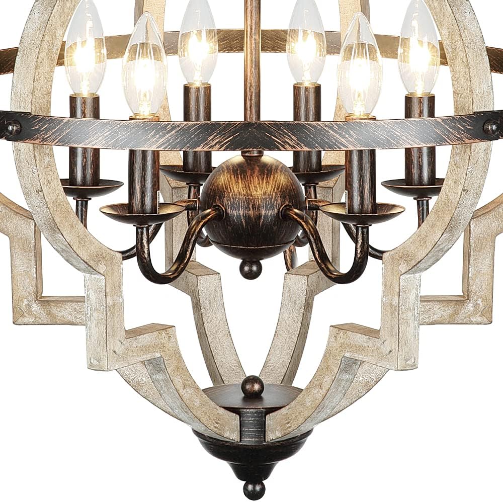 6 Light Farmhouse Chandelier with Globe Light Fixture L585766