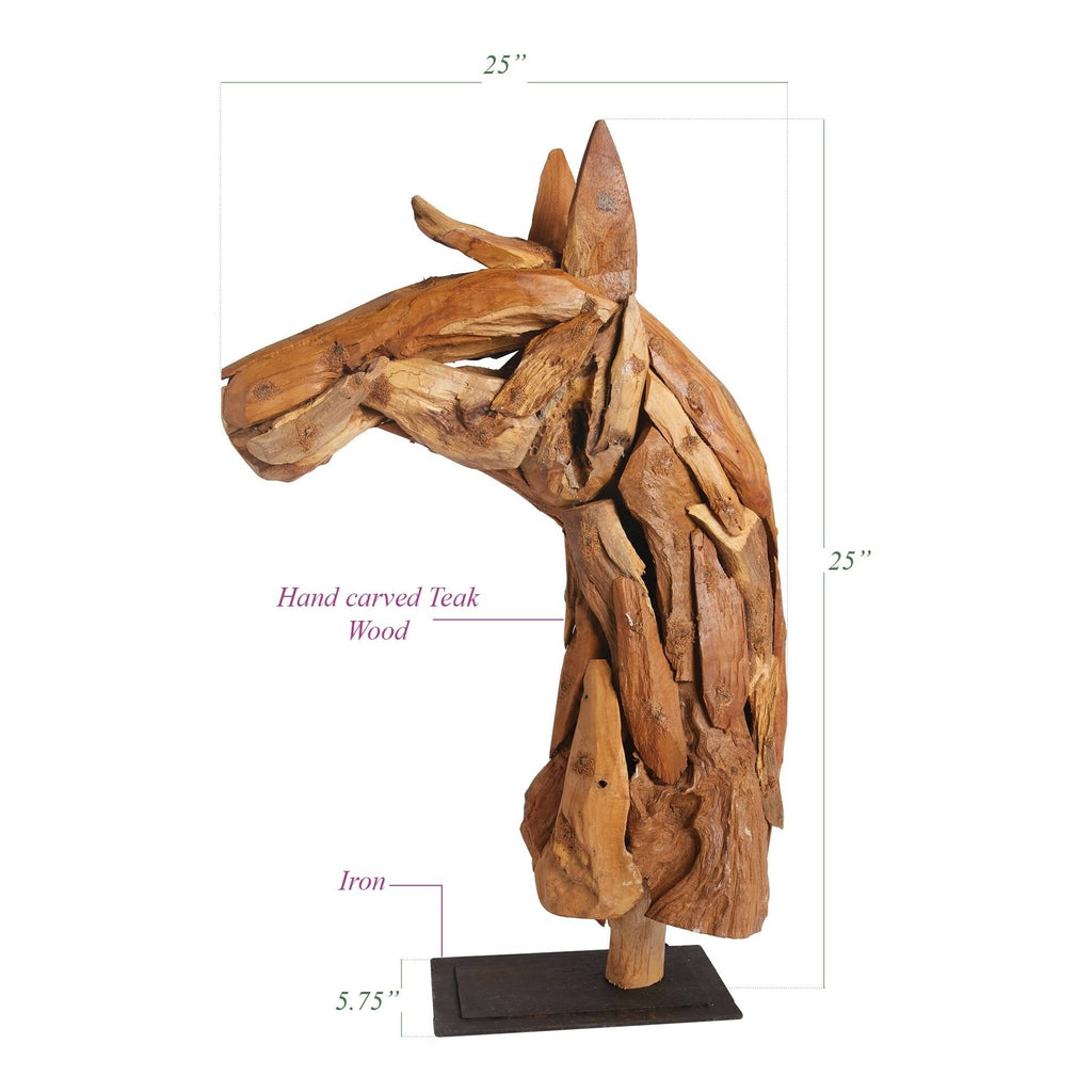 Driftwood Horse Head on Stand Y908013