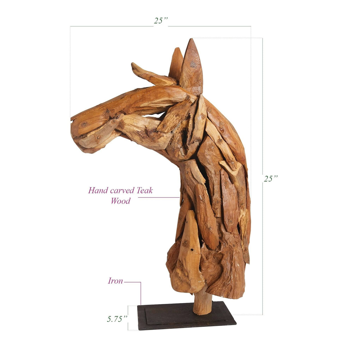 Driftwood Horse Head on Stand Y908013
