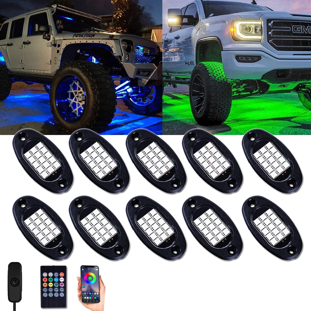 RGB LED Rock Lights Kit 10 Pods Multicolor Pack of 2 X953
