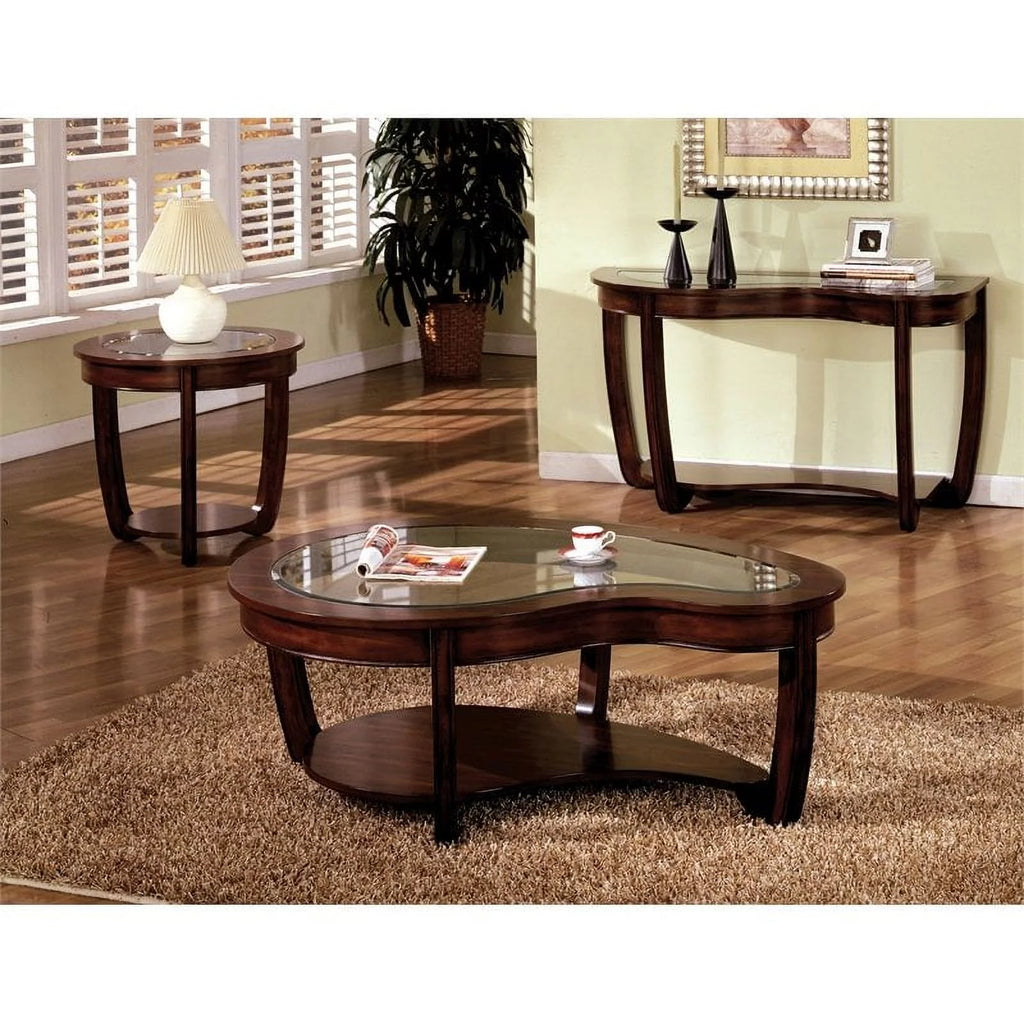 Solid Wood 1-Shelf Coffee Table in Dark Cherry F5363